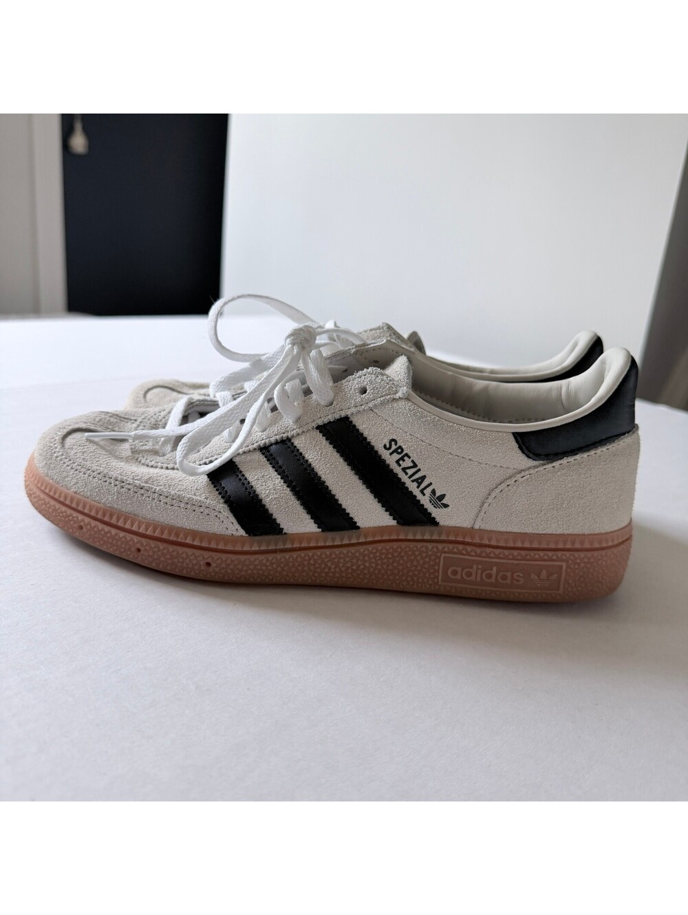 Adidas Spezial Suede Sneakers with Black Stripes and Gum Sole, Size 7.5 US
